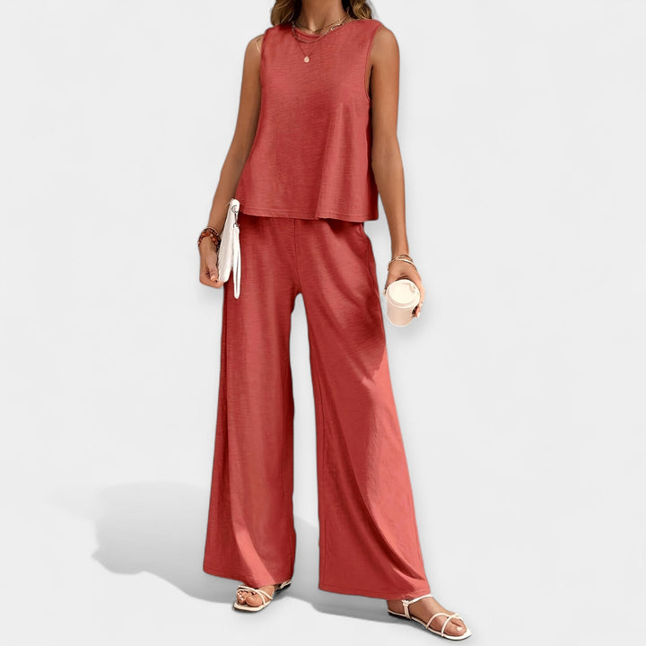 Set of Sleeveless Top and Wide Pants