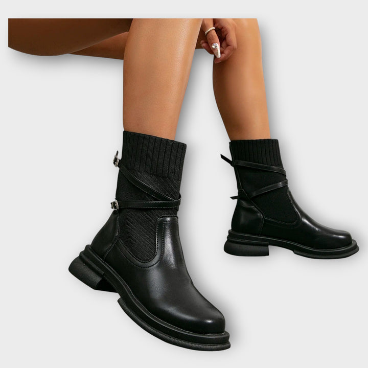 Buckle Knit Ankle Boots