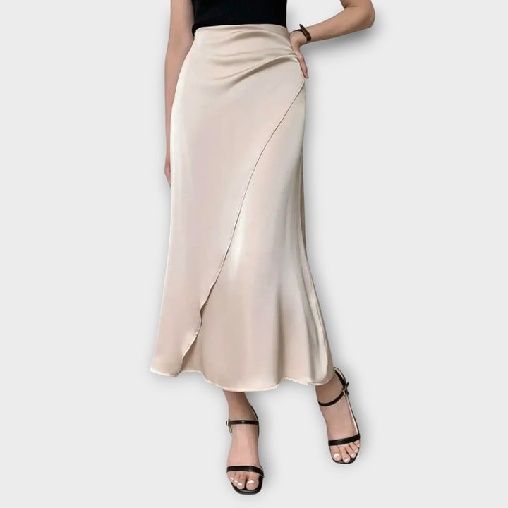 Satin Elegance Wrap Midi Skirt