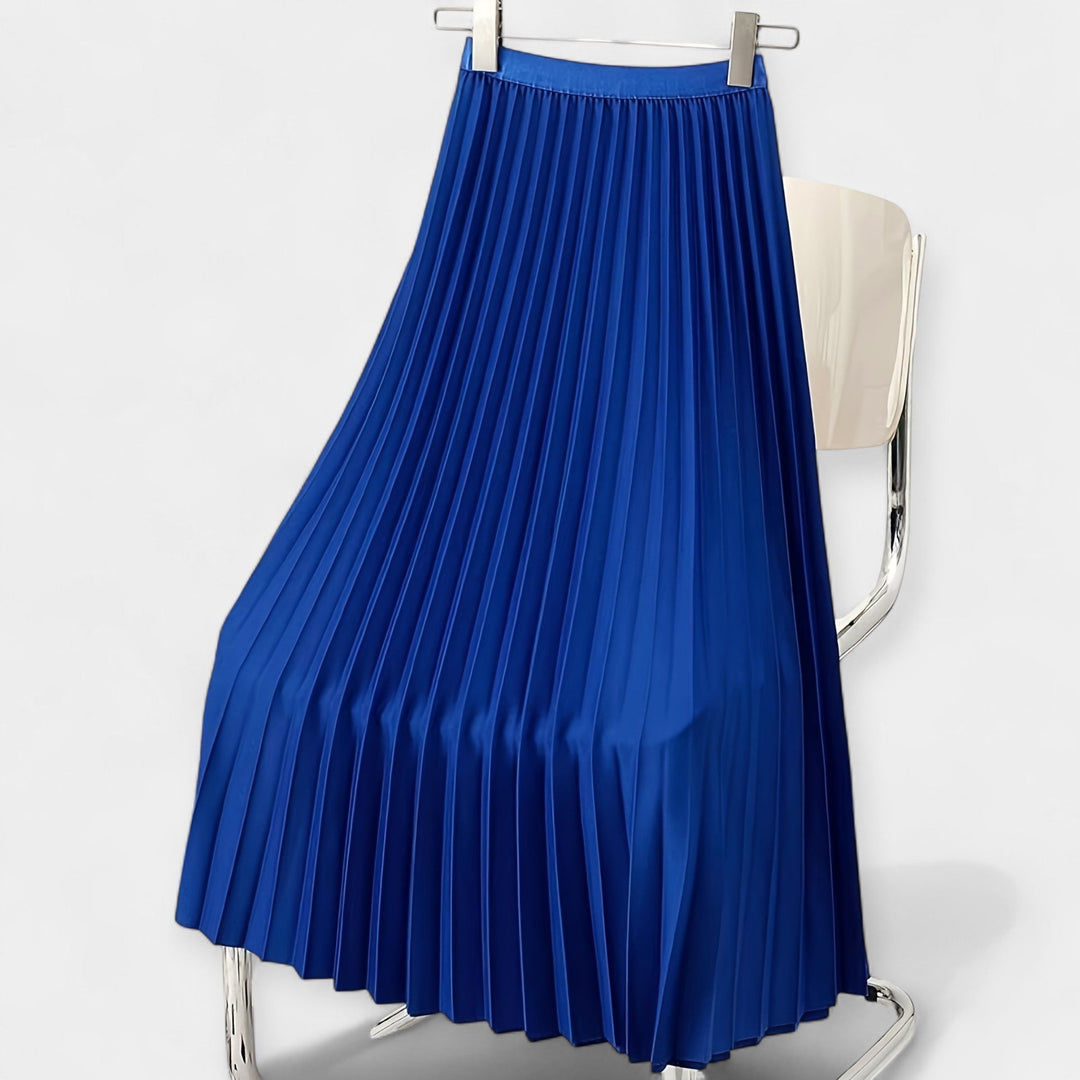 Long Pleated Satin Skirt