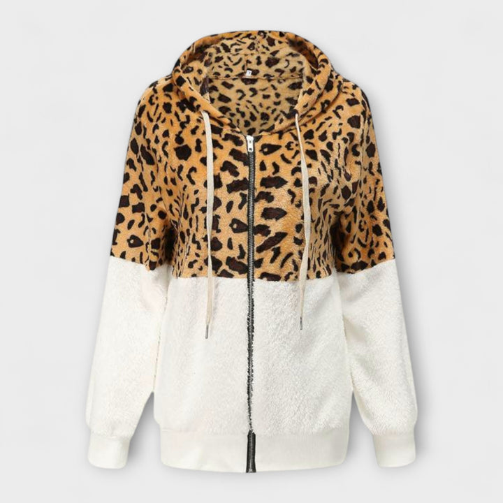Lea - Fleece Hoodie in Leopard Print