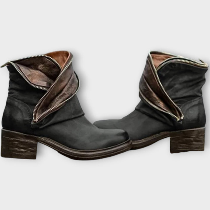 Vintage Zip-Detail Ankle Boots