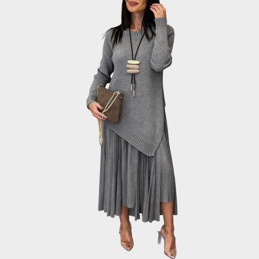 Relaxed Knit & Pleated Midi Set