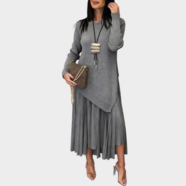 Relaxed Knit & Pleated Midi Set
