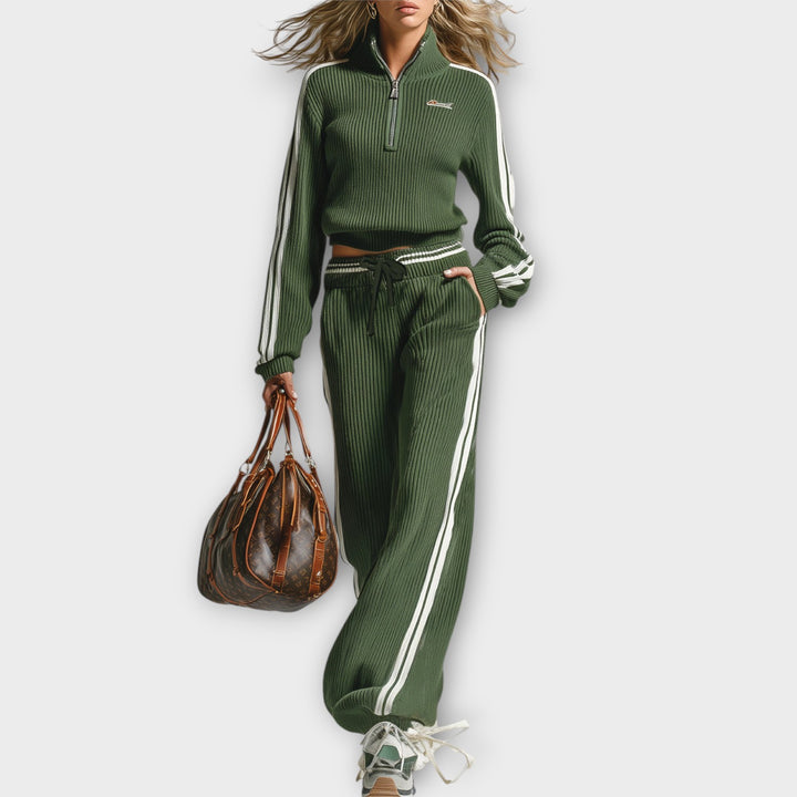 Sporty Ribbed Zip-Up Lounge Set