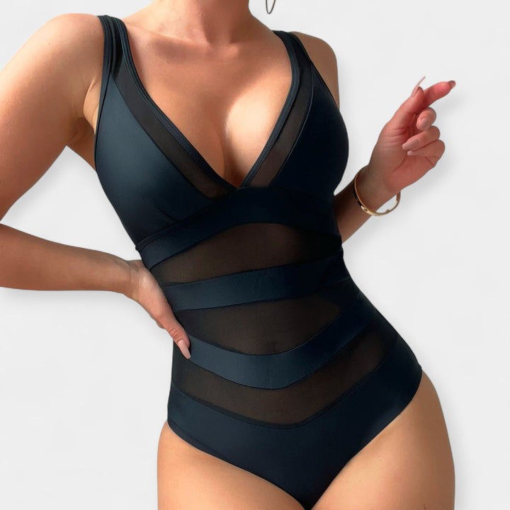 One-Piece Swimsuit with Sheer Details