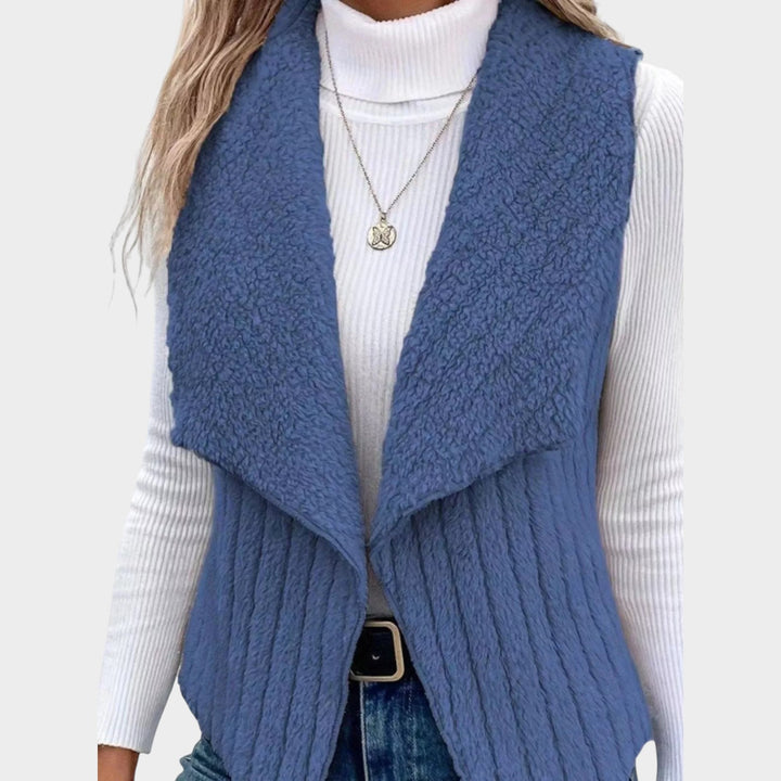 Textured Open-Front Layering Vest