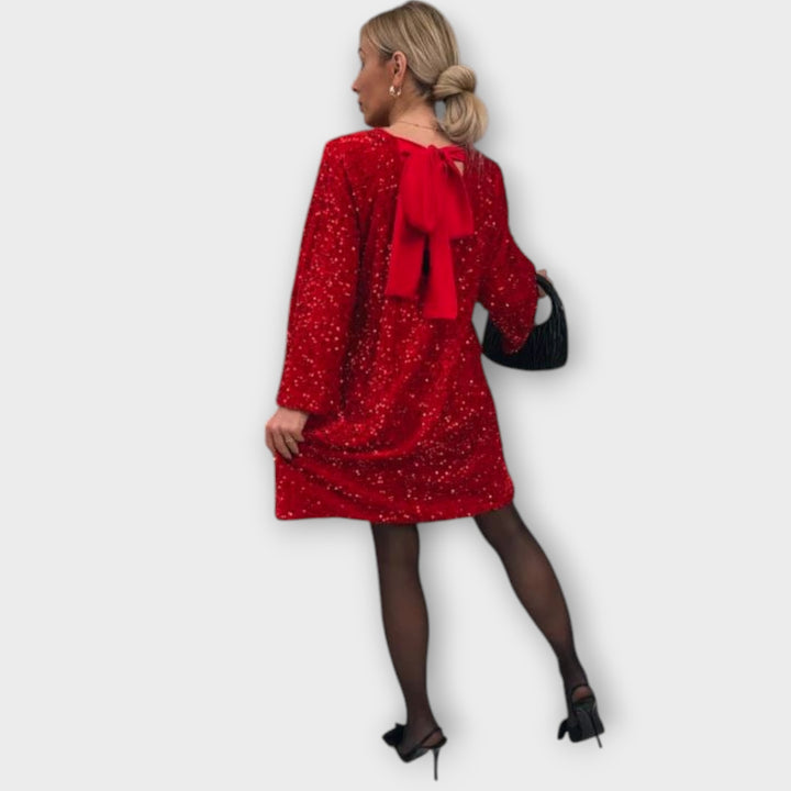 Sequin Bell-Sleeve Party Dress