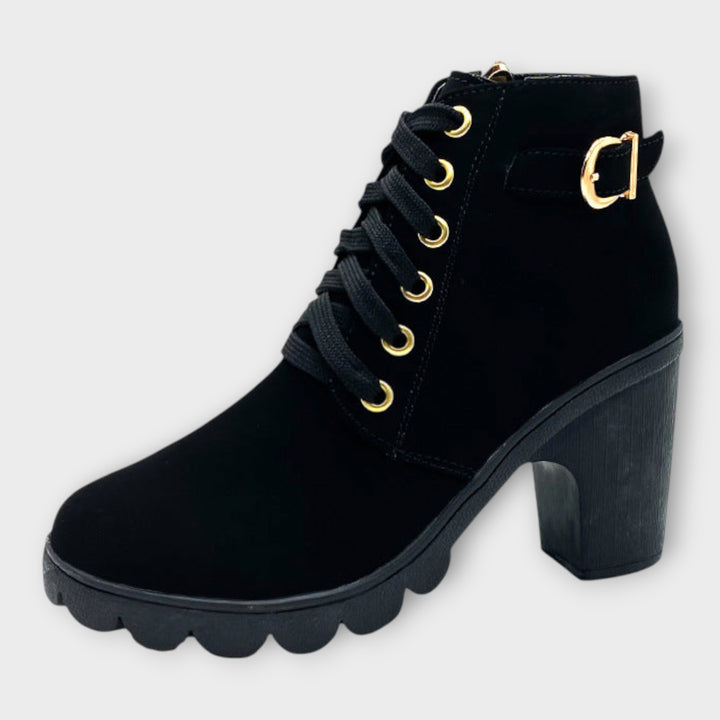 Lace-Up Block Heel Ankle Boots