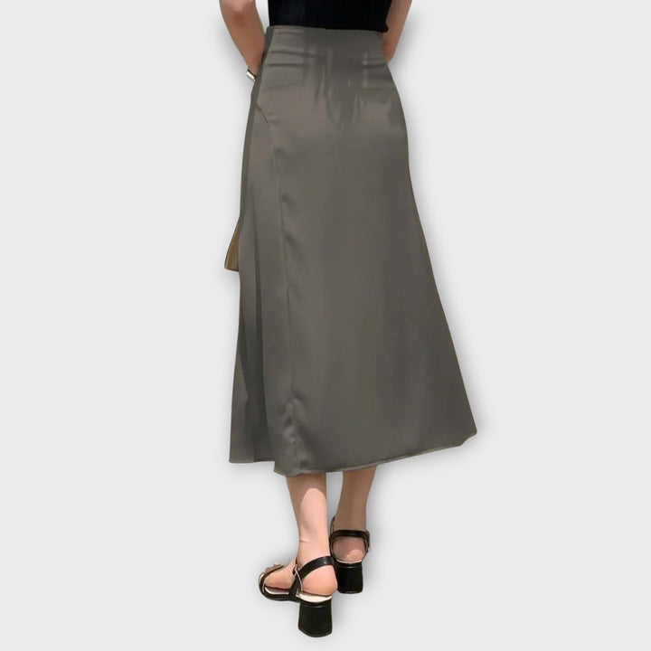Satin Elegance Wrap Midi Skirt