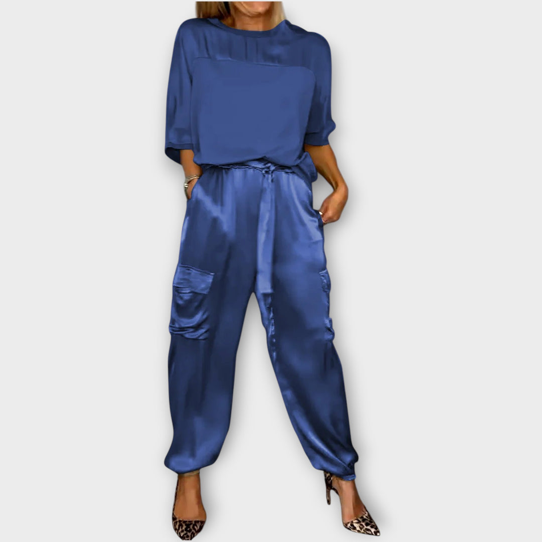 Relaxed Satin Cargo Lounge Set