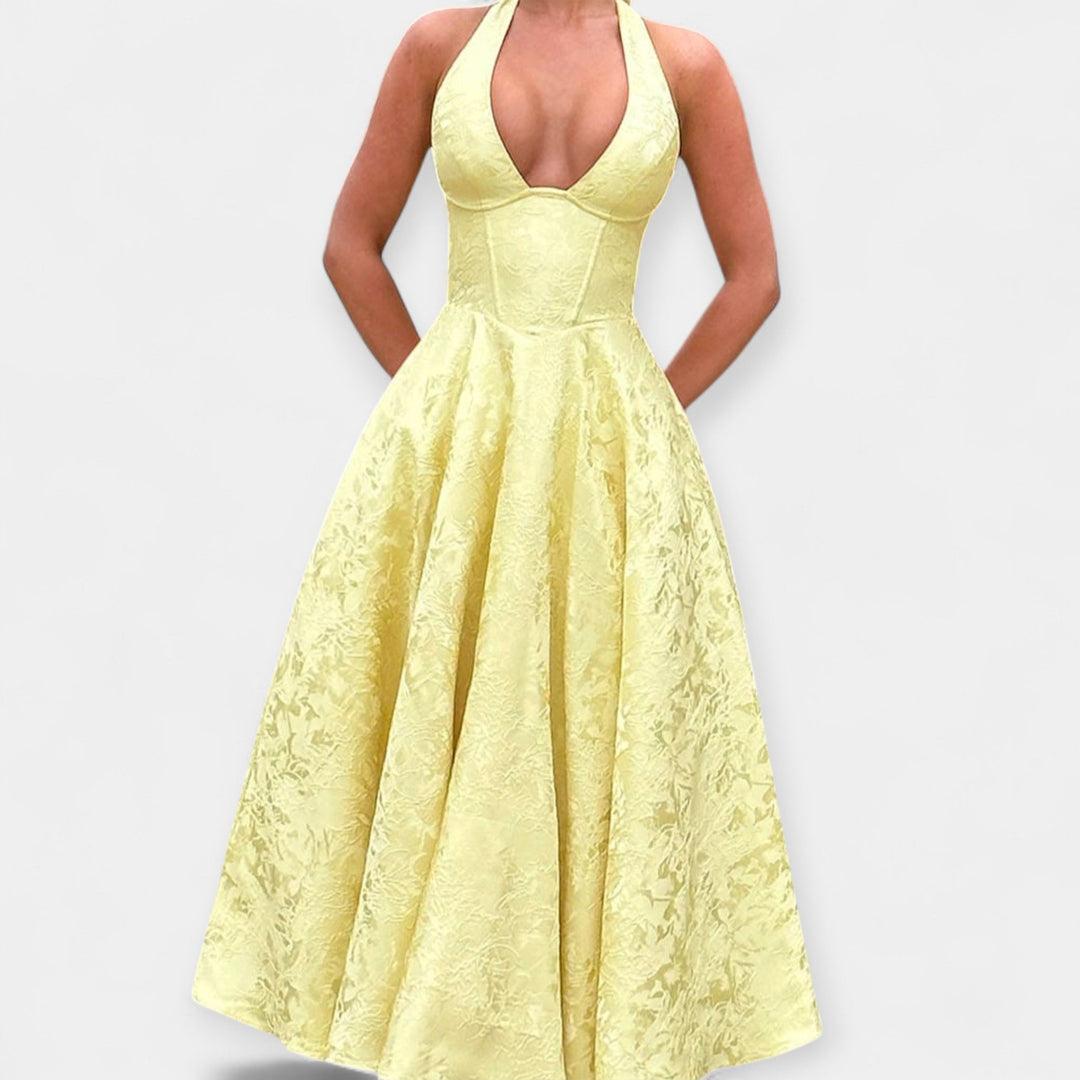 Midi Dress with Open Back and Stylish Corset