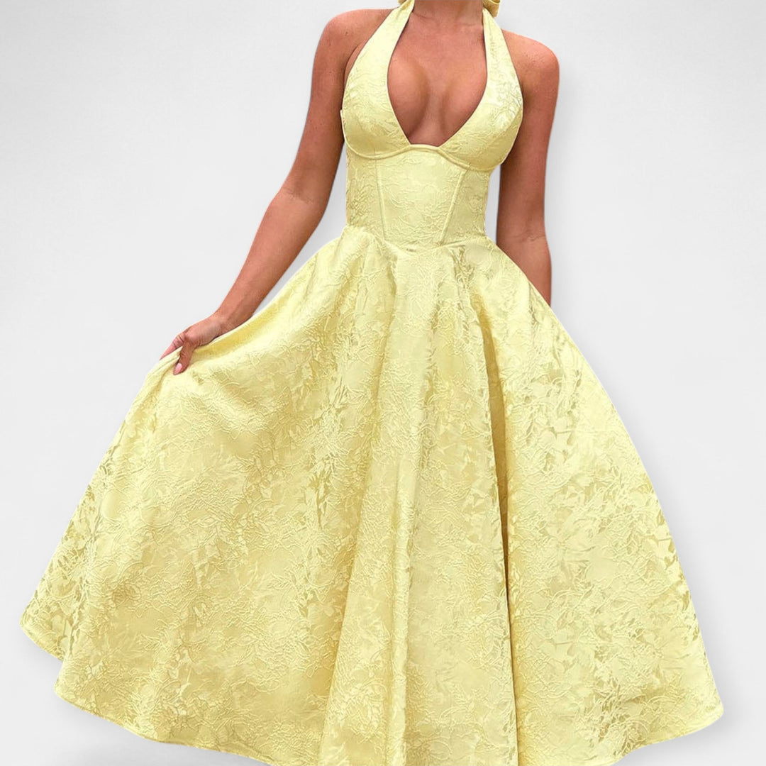 Midi Dress with Open Back and Stylish Corset