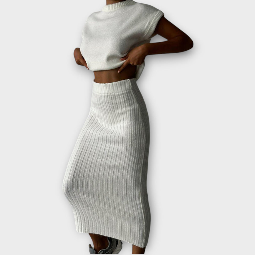 Classic Knit Skirt & Vest Set