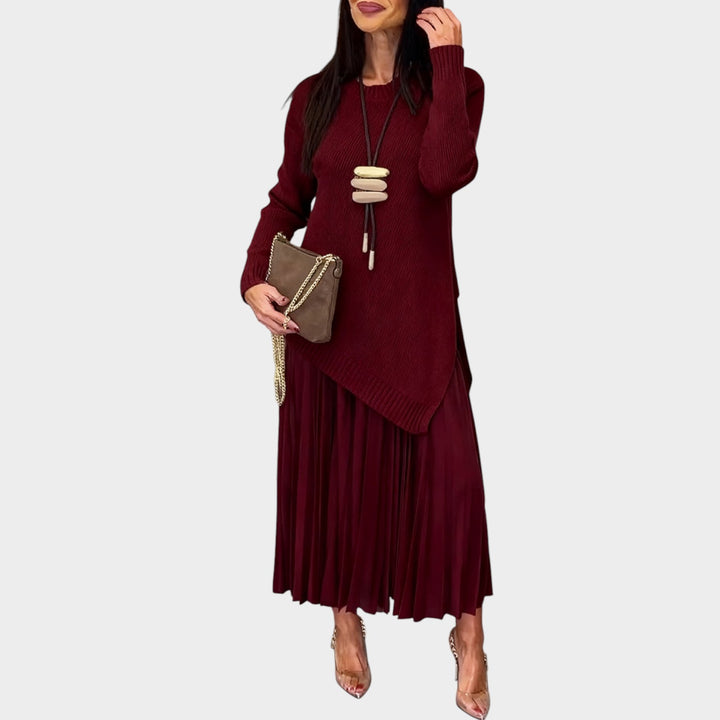Relaxed Knit & Pleated Midi Set
