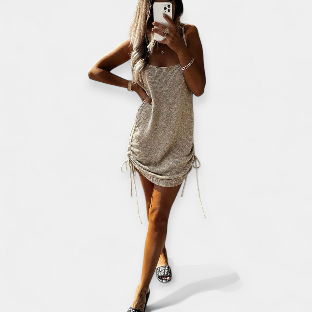 Sleeveless Knit Dress with Belt