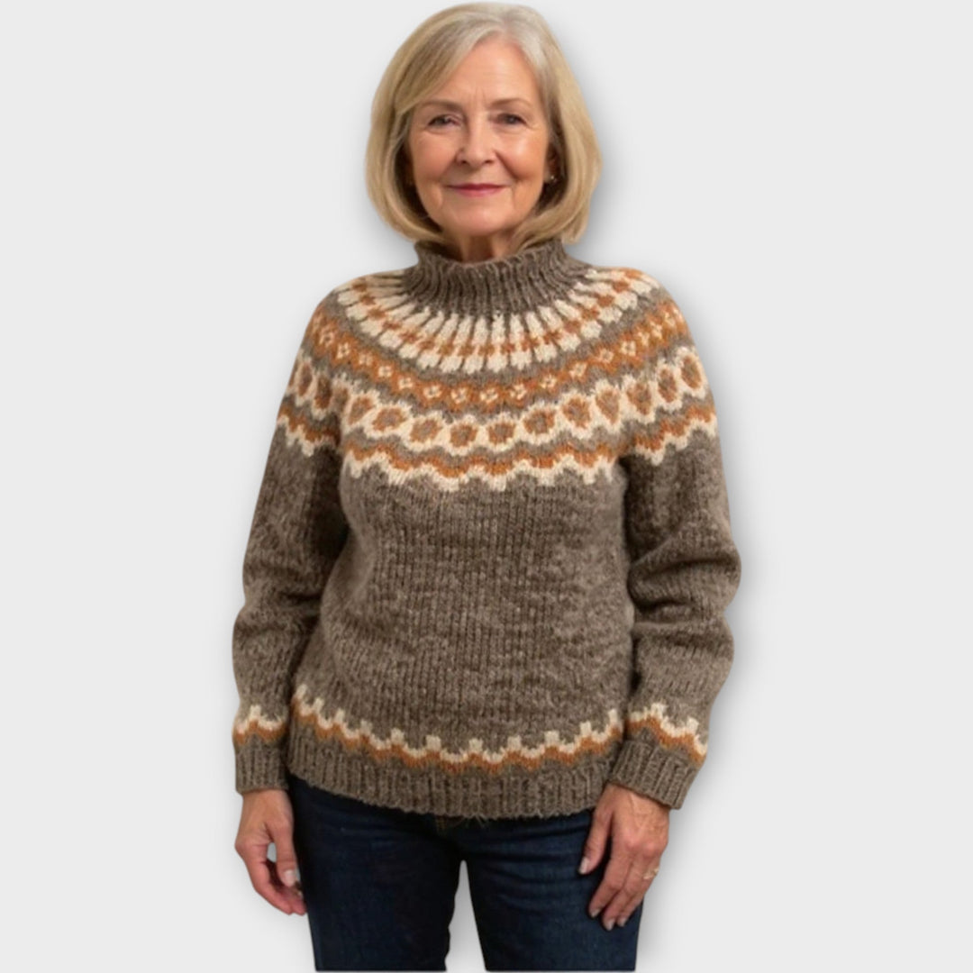 Knitted Sweater with Design on the Collar