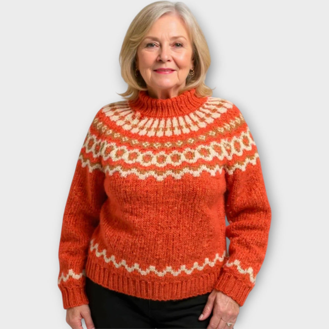 Knitted Sweater with Design on the Collar