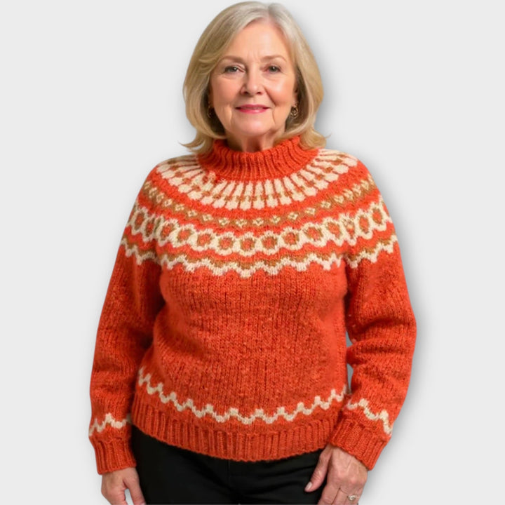 Knitted Sweater with Design on the Collar