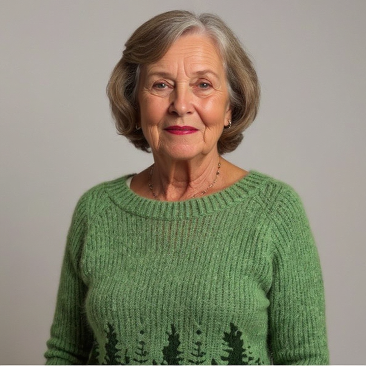 Knitted Sweater with Nature-Inspired Pattern