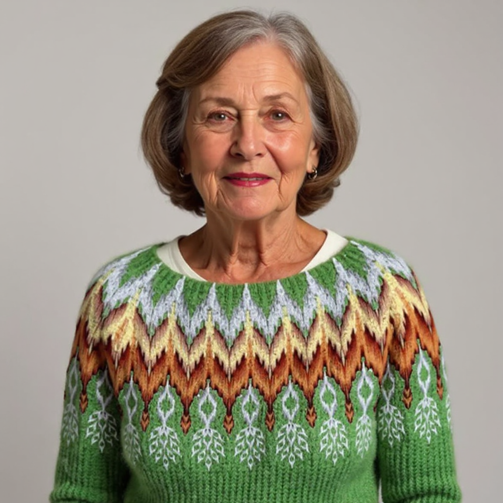 Knitted Blouse with Geometric Design