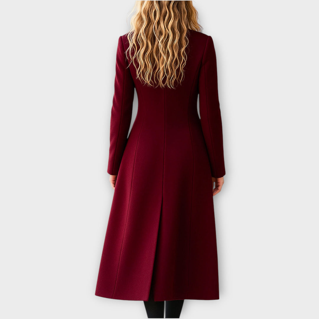 Elegant Double-Breasted Wool Trench Coat