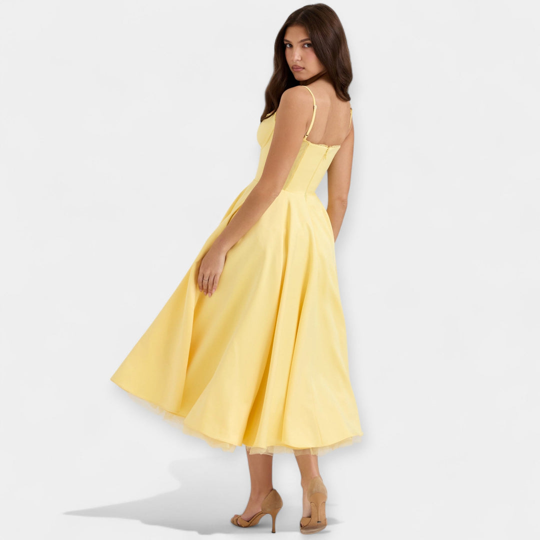 Midi Dress with Tulle Transparencies