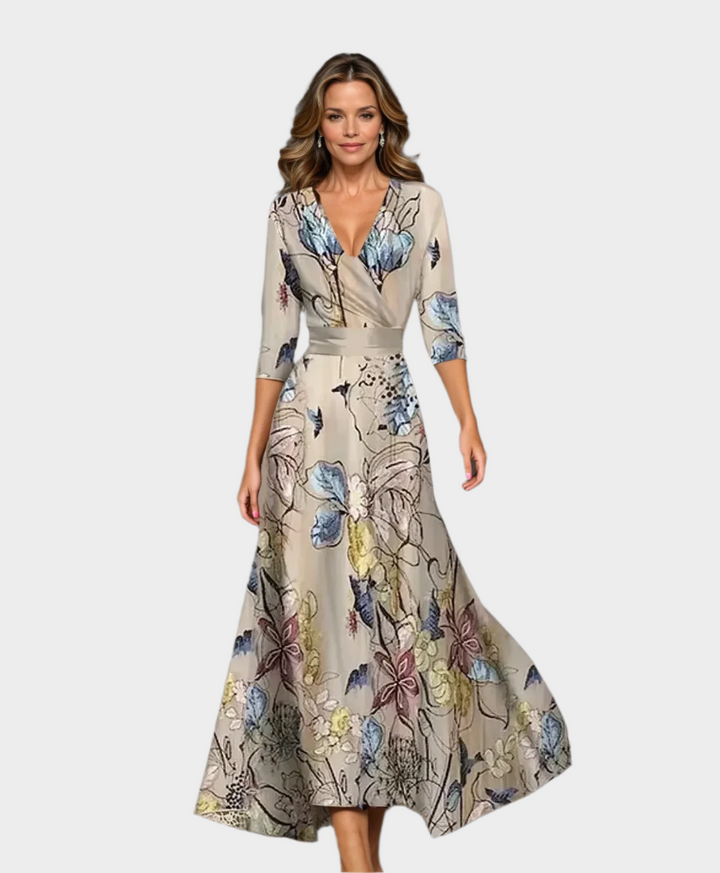 Midi Dress with High Waist and Relaxed Fit