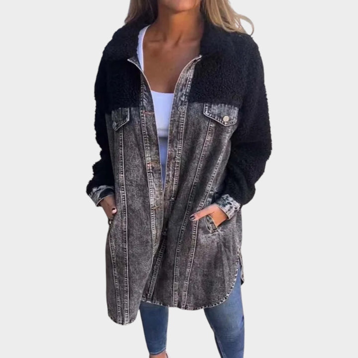 Teddy-Lined Denim Jacket Coat