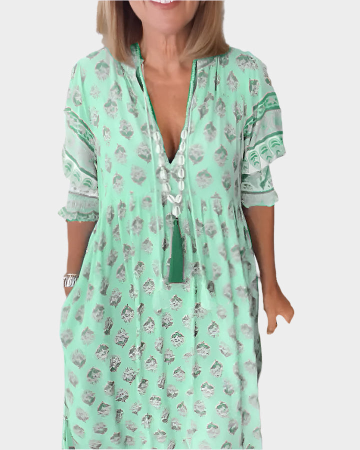 Boho Dress with Comfortable Fit and Puff Sleeves