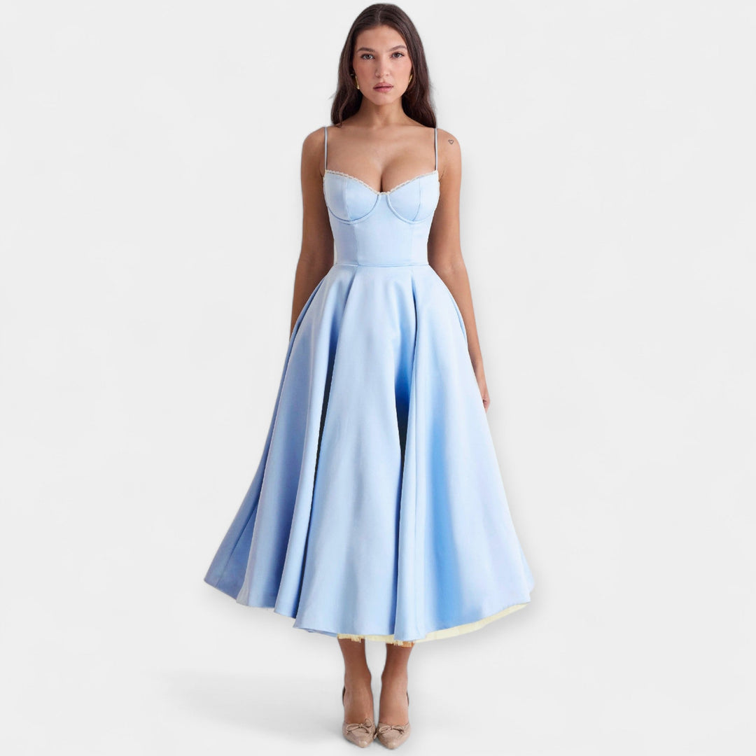 Midi Dress with Tulle Transparencies