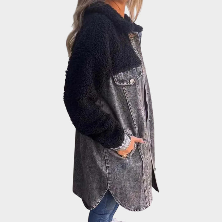 Teddy-Lined Denim Jacket Coat