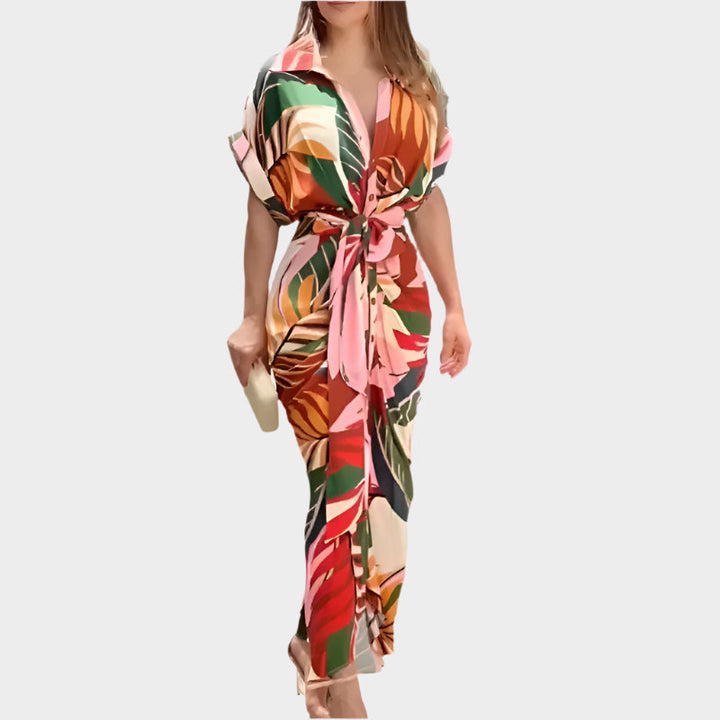 Dress with Puff Collar and Elegant Line