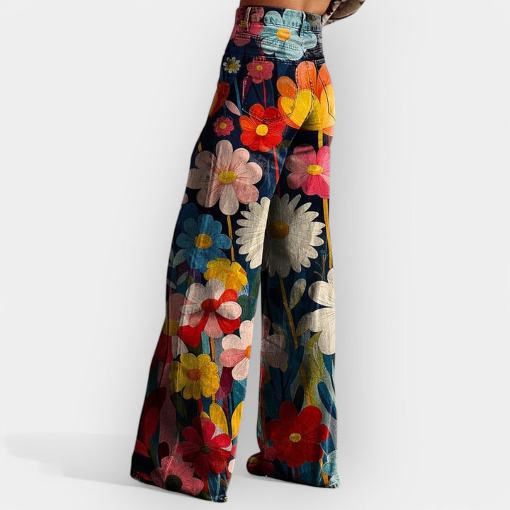 Floral Pants with Wide Legs