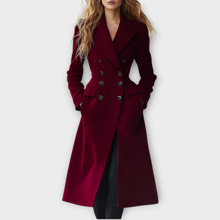 Elegant Double-Breasted Wool Trench Coat