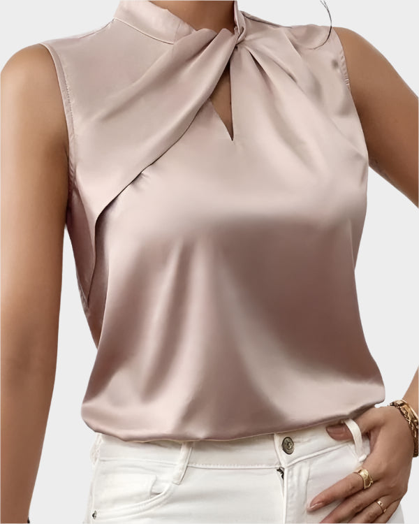 Elegant Satin Sleeveless Blouse
