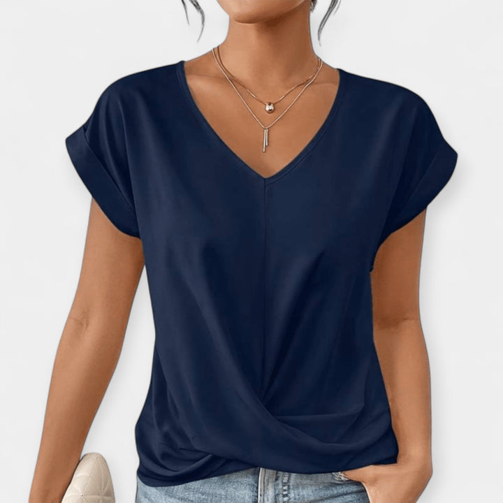 V-Neck Short Sleeve Blouse