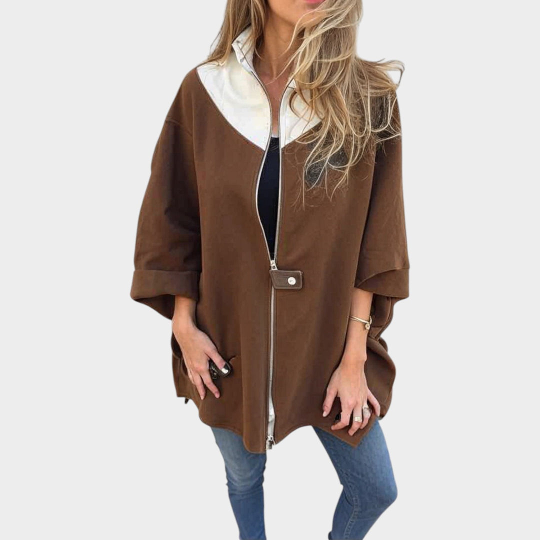 Minimal Chic Open-Front Cape Jacket