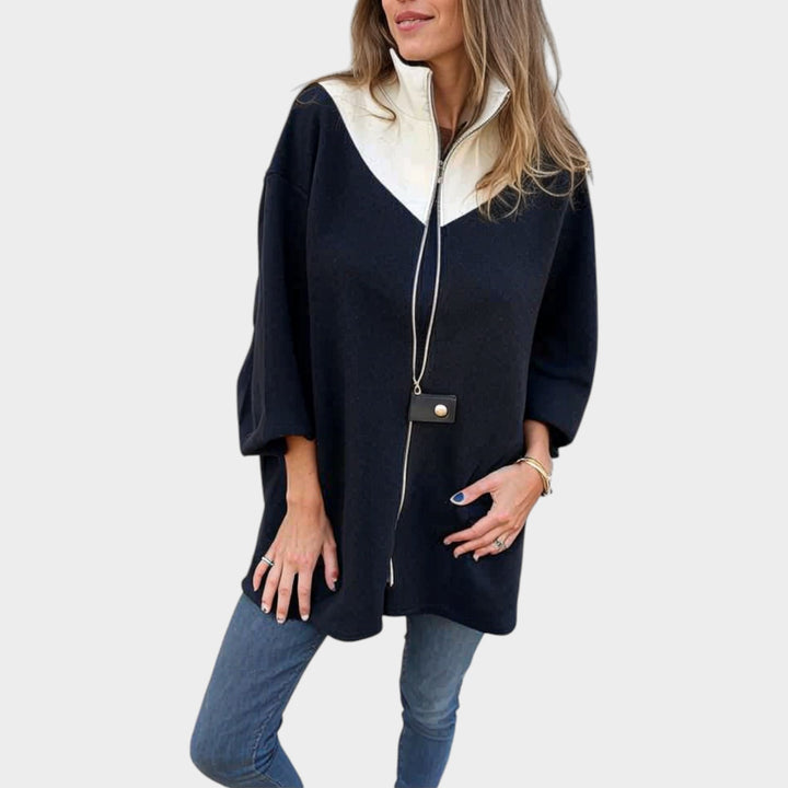 Minimal Chic Open-Front Cape Jacket