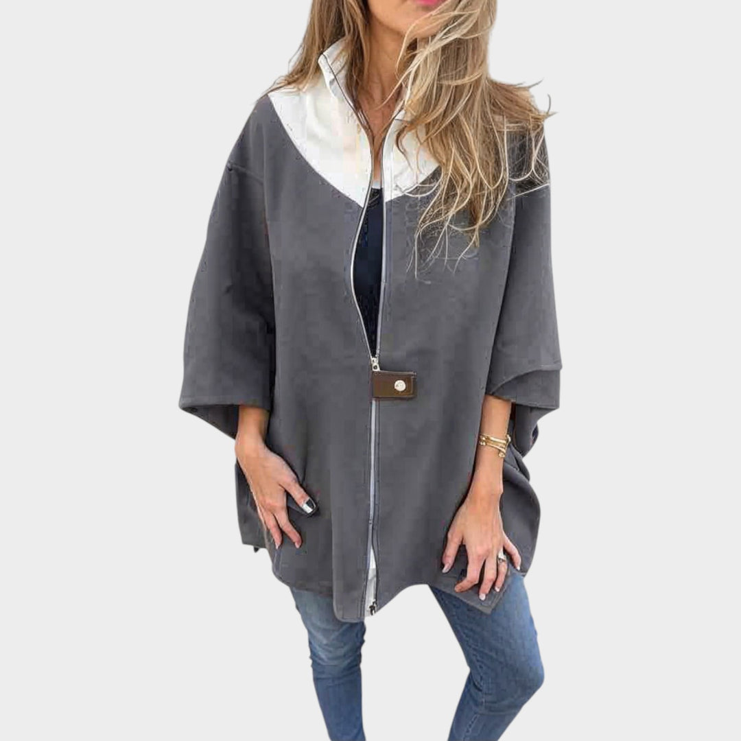 Minimal Chic Open-Front Cape Jacket