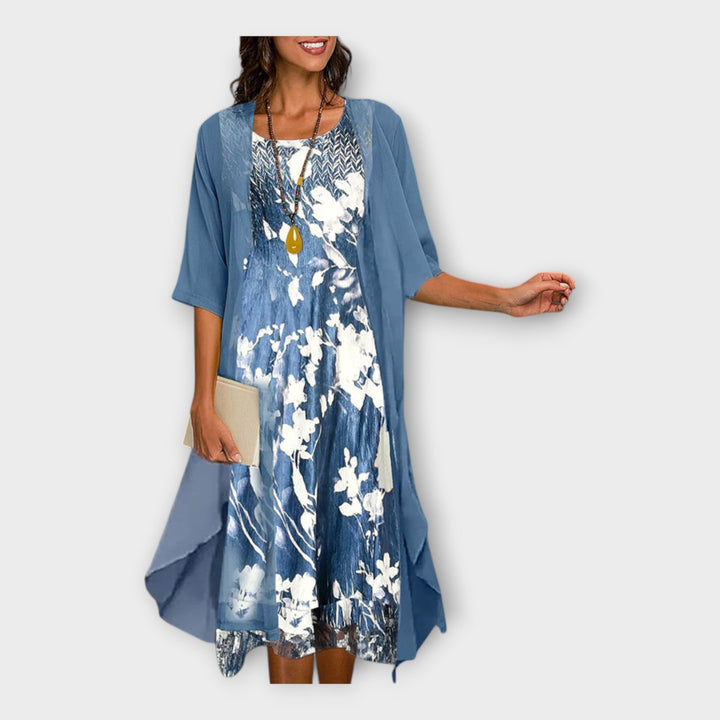 Αέρινο Φόρεμα με Εξωτερική Ζακέτα και Μοτίβα