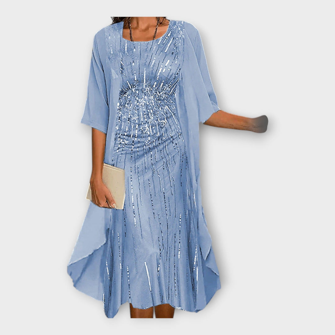 Αέρινο Φόρεμα με Εξωτερική Ζακέτα και Μοτίβα