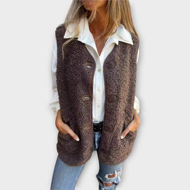 Cozy Button-Front Sherpa Vest