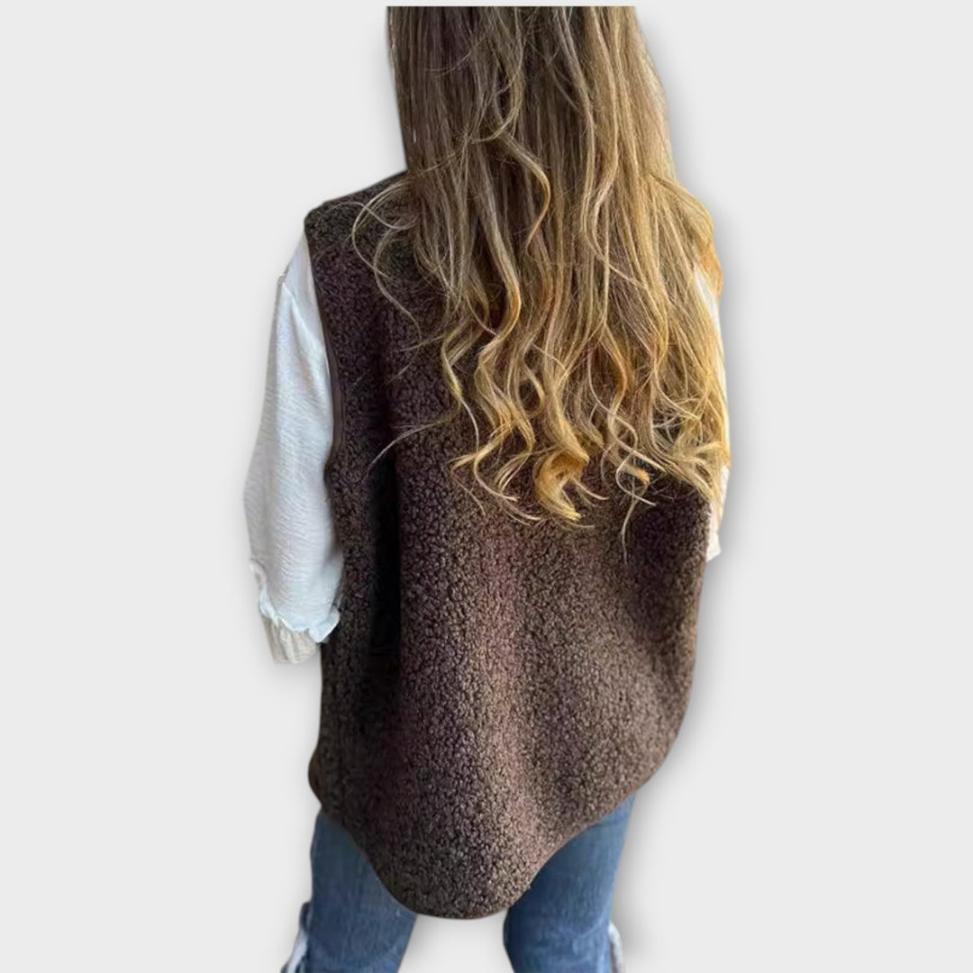 Cozy Button-Front Sherpa Vest