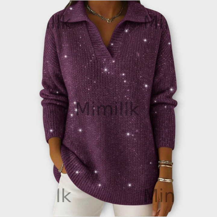 Shimmer Knit V-Neck Sweater