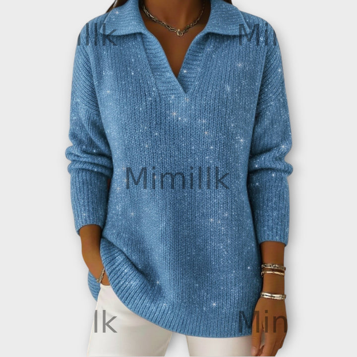 Shimmer Knit V-Neck Sweater