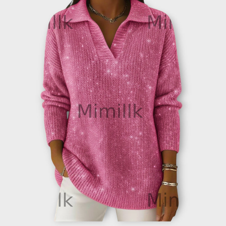 Shimmer Knit V-Neck Sweater
